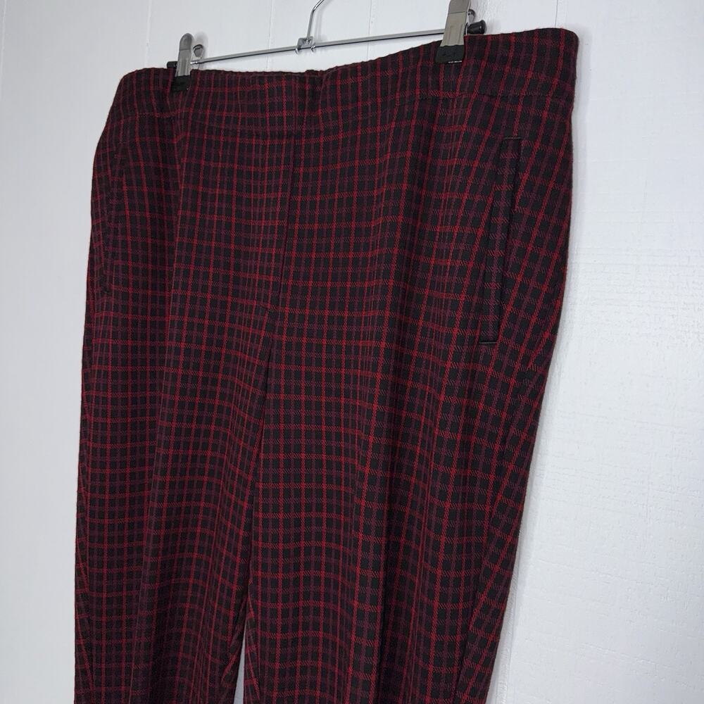 J. Jill Women’s Ponte Slim Leg Plaid Pants Red Black Size Large - Picture 3 of 5